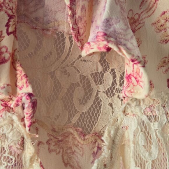 Free People Lucie Mini Dress Tie Open Back Lace Detail Puff Sleeves Size 0 - Picture 8 of 11